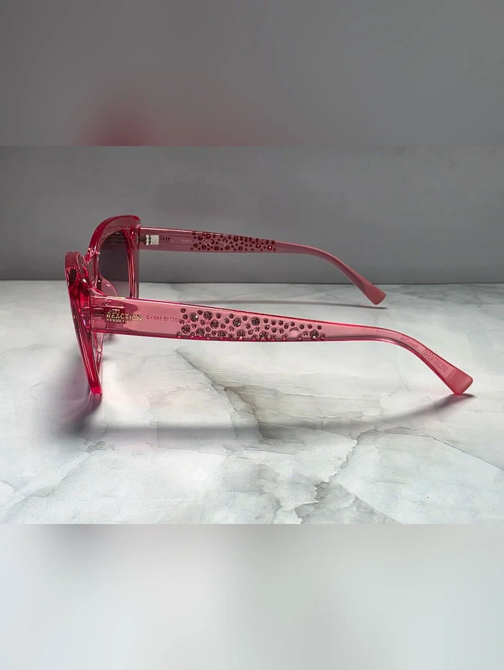 Kenneth Cole Reaction Pink Rhinestone Cat Eye Sunglasses